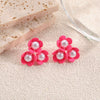 Women's Stainless Steel Flower Drop Earrings With Dripping Oil Finish Long Versatile Floral Jewelry Accessories