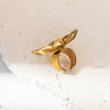 Women's Stainless Steel Flower Fashion Ring Electroplated Simple Elegant Allmatch Hollow Opening