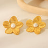 Women's Stainless Steel Flower Geometric Electroplated Earrings