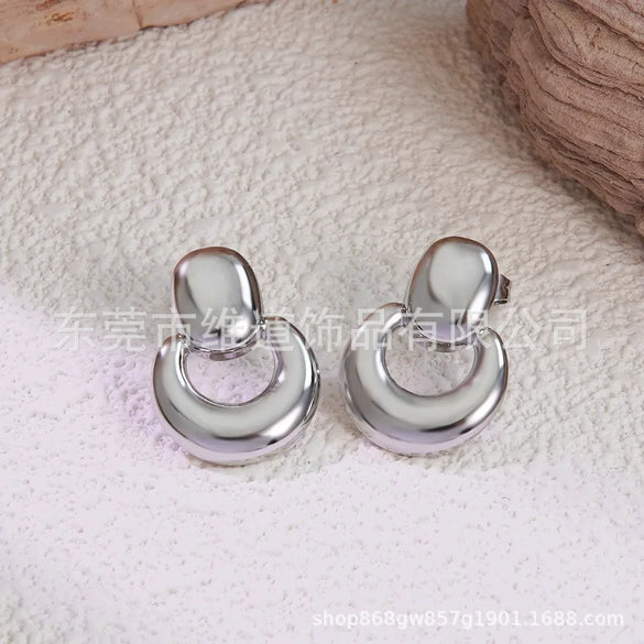 Women's Stainless Steel Flower Heart Drop Geometric Earrings Electroplated