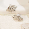 Women's Stainless Steel Flower Heart Drop Geometric Earrings Electroplated