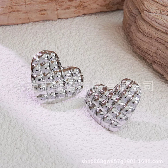 Women's Stainless Steel Flower Heart Drop Geometric Earrings Electroplated