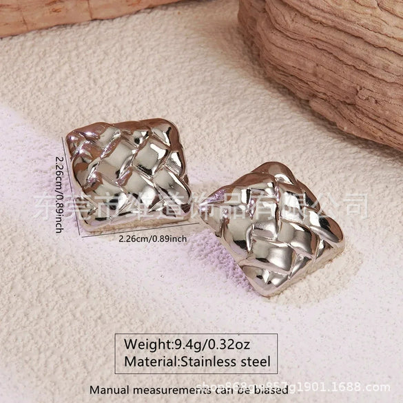 Women's Stainless Steel Flower Heart Drop Geometric Earrings Electroplated