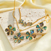 Women's Stainless Steel Flower Jewelry Set With Rhinestones Shell Pendant Necklace Bracelet Earrings And Ring 18K Vacuum Plated