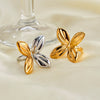 Women's Stainless Steel Flower Shaped Open Ring With 18K Gold Vacuum Plating Lightweight Modern Geometric Style