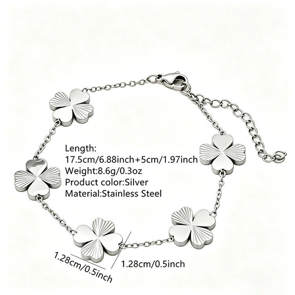 Women's Stainless Steel Four Leaf Clover Flower Bracelet With Electroplated Finish Elegant Temperament Style Light Luxury Jewelry