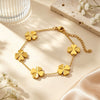 Women's Stainless Steel Four Leaf Clover Flower Bracelet With Electroplated Finish Elegant Temperament Style Light Luxury Jewelry