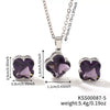 Women's Stainless Steel Four Leaf Clover Jewelry Set With Multicolor Micro Inlaid Rhinestone Earrings And Necklace Floral Plant Design