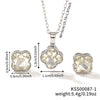 Women's Stainless Steel Four Leaf Clover Jewelry Set With Multicolor Micro Inlaid Rhinestone Earrings And Necklace Floral Plant Design