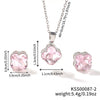 Women's Stainless Steel Four Leaf Clover Jewelry Set With Multicolor Micro Inlaid Rhinestone Earrings And Necklace Floral Plant Design
