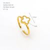 Women's Stainless Steel Four Leaf Clover Open Ring With Shell Inlay Geometric Line Design Adjustable Fashion Jewelry
