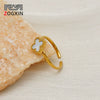 Women's Stainless Steel Four Leaf Clover Open Ring With Shell Inlay Geometric Line Design Adjustable Fashion Jewelry