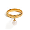 Women's Stainless Steel Freshwater Pearl Geometric Ring With Electroplating And Natural Style