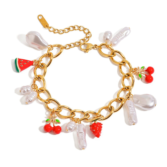 Women's Stainless Steel Fruit Geometric Electroplating Jewelry Bracelet