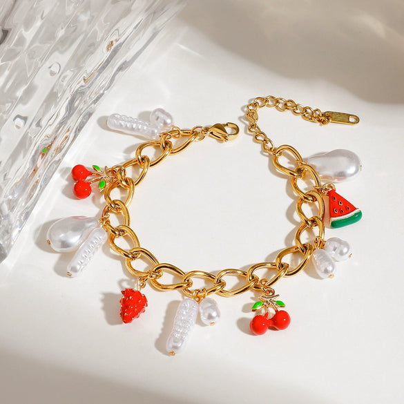 Women's Stainless Steel Fruit Geometric Electroplating Jewelry Bracelet