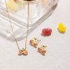 Women's Stainless Steel Fruit Pattern Necklace And Earring Set With Electroplating