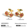 Women's Stainless Steel Fruit Pattern Necklace And Earring Set With Electroplating