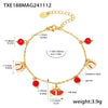 Women's Stainless Steel Garnet Enamel Geometric Pendant Jewelry Set With Necklace Bracelet And Earrings