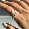 Women's Stainless Steel Geometric And Flower Stacked Ring With Electroplating