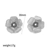 Women's Stainless Steel Geometric And Flower Style Earrings With Real Gold Plating