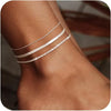 Women's Stainless Steel Geometric Anklet Set Sparkling Fashion Beach Foot Jewelry Versatile Silver Tone Ankle Chain Accessories