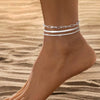 Women's Stainless Steel Geometric Anklet Set Sparkling Fashion Beach Foot Jewelry Versatile Silver Tone Ankle Chain Accessories