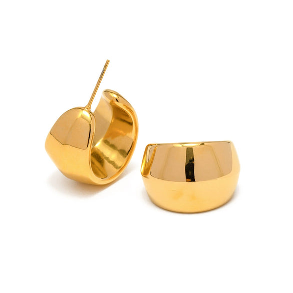 Women's Stainless Steel Geometric Arc Earrings With Electroplating