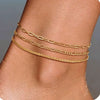 Women's Stainless Steel Geometric Beach Foot Jewelry Set Retro Multi Layered Anklet And Foot Chain Fashion Style Accessories