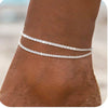 Women's Stainless Steel Geometric Beach Foot Jewelry Set Retro Multi Layered Anklet And Foot Chain Fashion Style Accessories