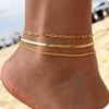 Women's Stainless Steel Geometric Beach Foot Jewelry Set Retro Multi Layered Anklet And Foot Chain Fashion Style Accessories