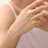 Women's Stainless Steel Geometric Bead Bracelet And Finger Chain Set With Electroplated Simple Fashion Jewelry