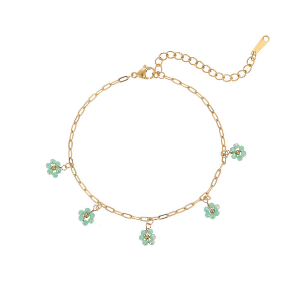 Women's Stainless Steel Geometric Beaded Pendant Bracelet Electroplated Fashion Jewelry