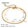Women's Stainless Steel Geometric Blade Chain Snake Chain Millet Bead Chain Double Layer Anklet Jewelry