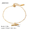 Women's Stainless Steel Geometric Blade Chain Snake Chain Millet Bead Chain Double Layer Anklet Jewelry