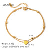 Women's Stainless Steel Geometric Blade Chain Snake Chain Millet Bead Chain Double Layer Anklet Jewelry