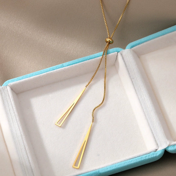 Women's Stainless Steel Geometric Box Chain Necklace With Electroplating Treatment Light Luxury And Exquisite Design