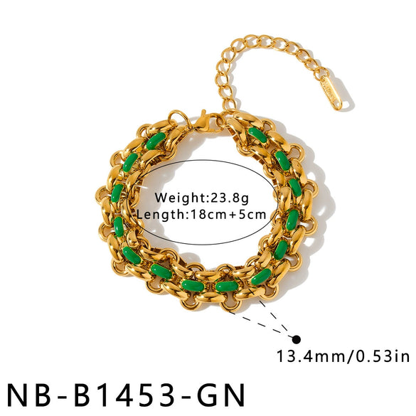 Women's Stainless Steel Geometric Bracelet With Dopamine Color Oil Drip Design And 18K Vacuum Plated Finish