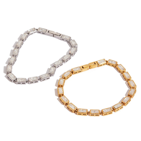 Women's Stainless Steel Geometric Bracelet With Electroplating And Zircon