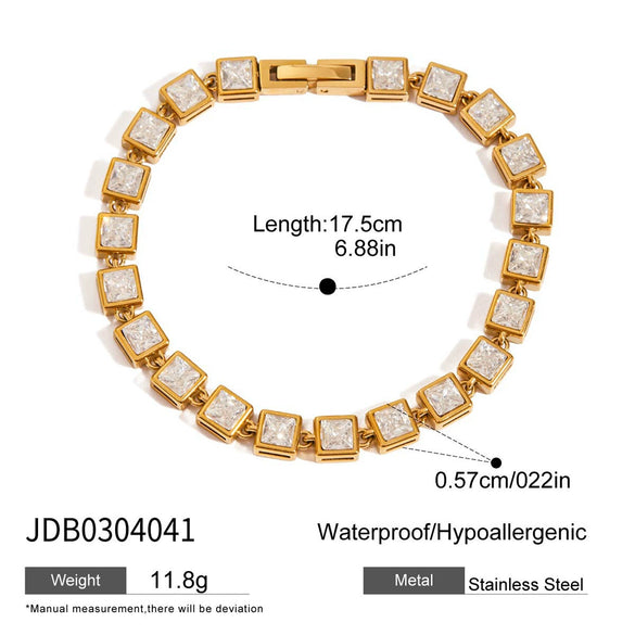 Women's Stainless Steel Geometric Bracelet With Electroplating And Zircon
