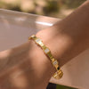 Women's Stainless Steel Geometric Bracelet With Rhinestone Accents And Goldtone Vacuum Electroplated Finish