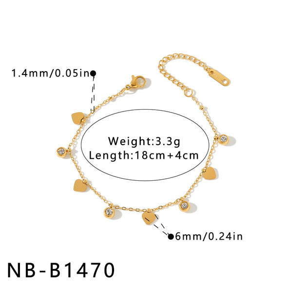 Women's Stainless Steel Geometric Bracelet With Rhinestone Accents And 18K Vacuum Plated Finish Simple Versatile Jewelry