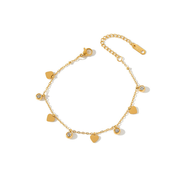 Women's Stainless Steel Geometric Bracelet With Rhinestone Accents And 18K Vacuum Plated Finish Simple Versatile Jewelry