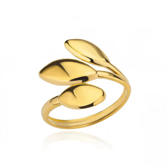 Women's Stainless Steel Geometric Butterfly Open Leaf Snake Retro Popular Ring With Electroplating