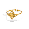 Women's Stainless Steel Geometric Butterfly Open Leaf Snake Retro Popular Ring With Electroplating
