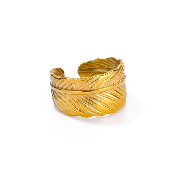 Women's Stainless Steel Geometric Butterfly Open Leaf Snake Retro Popular Ring With Electroplating