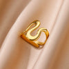 Women's Stainless Steel Geometric Butterfly Snakeshaped Opening Retro Popular Electroplated Ring