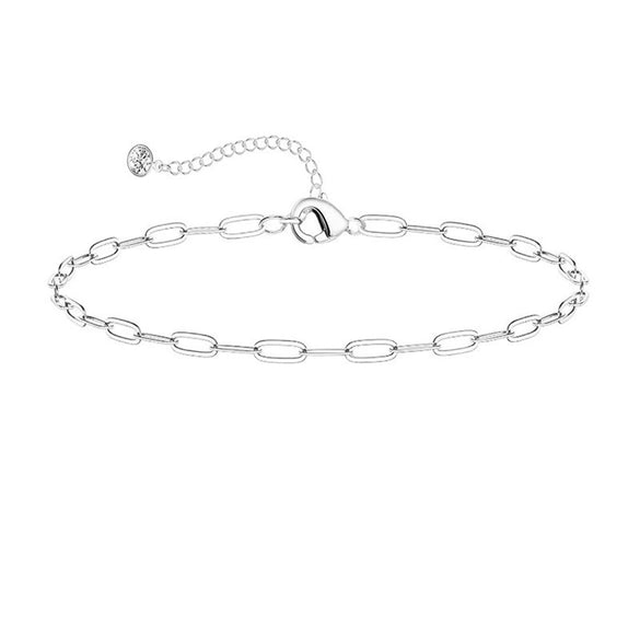 Women's Stainless Steel Geometric Chain Bracelet Set With Flat Snake Chain And Paperclip Chain Electroplated Simple Versatile Jewelry