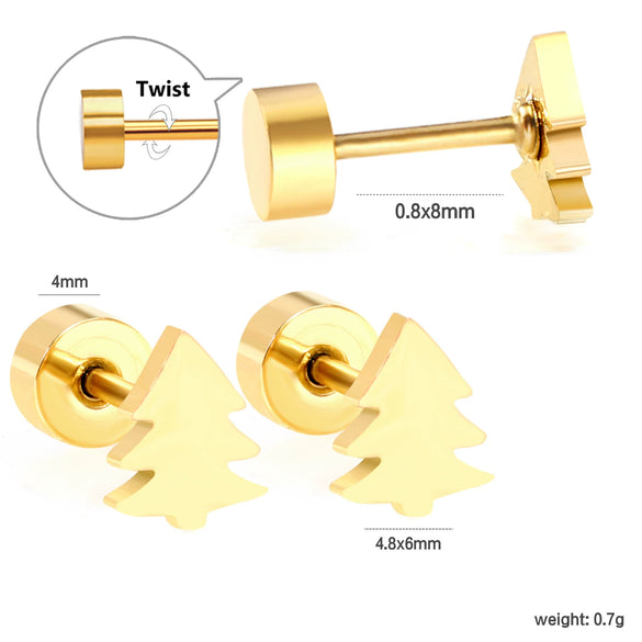 Women's Stainless Steel Geometric Christmas Earrings With Electroplated Festive Design Fashion Holiday Ear Accessories
