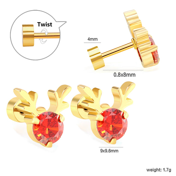 Women's Stainless Steel Geometric Christmas Earrings With Electroplated Festive Design Fashion Holiday Ear Accessories