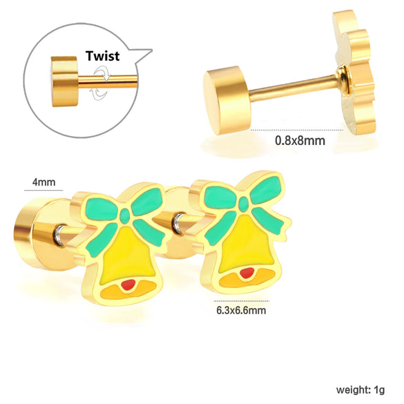 Women's Stainless Steel Geometric Christmas Earrings With Electroplated Festive Design Fashion Holiday Ear Accessories